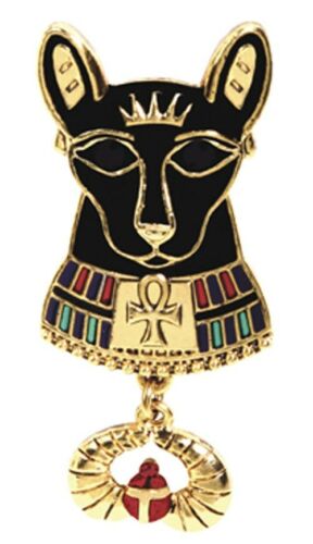 Ebros Gift Ebros Ancient Egyptian Pewter Alloy Bastet W/ Scarab Medallion Pendant Necklace