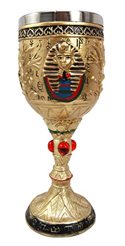 Ebros Gift Ebros Ancient Egyptian Pharaoh King Tut Resin Wine Goblet Chalice With Liner