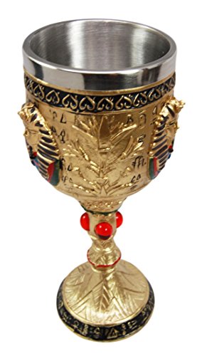 Ebros Gift Ebros Ancient Egyptian Pharaoh King Tut Resin Wine Goblet Chalice With Liner