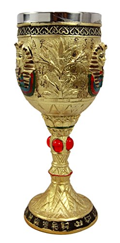 Ebros Gift Ebros Ancient Egyptian Pharaoh King Tut Resin Wine Goblet Chalice With Liner