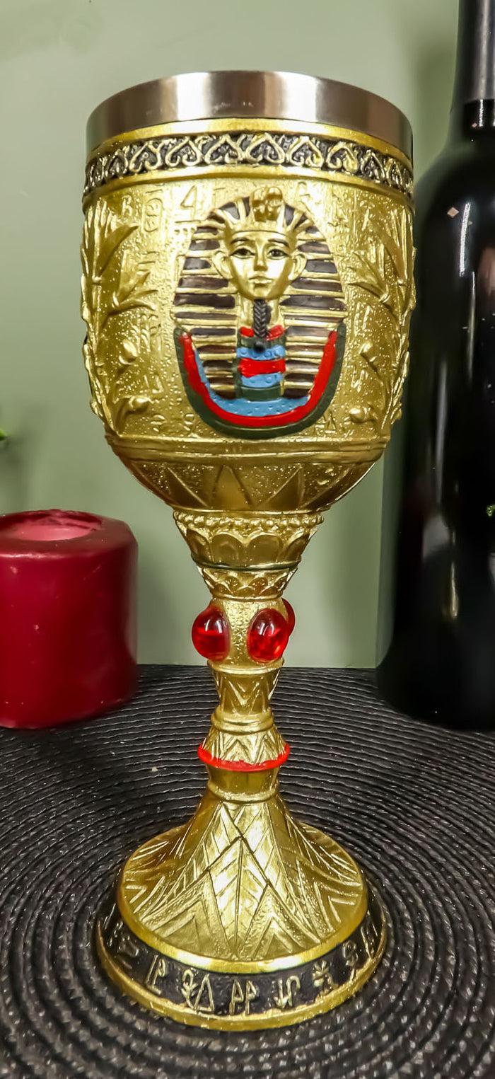 ebros gift Ebros Ancient Egyptian Pharaoh King Tut Resin Wine Goblet Chalice With Liner