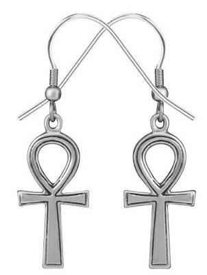 Ebros Gift Ebros Ancient Egyptian Theme Stainless Steel Ankh Key Dangle Earrings Pair Accessory