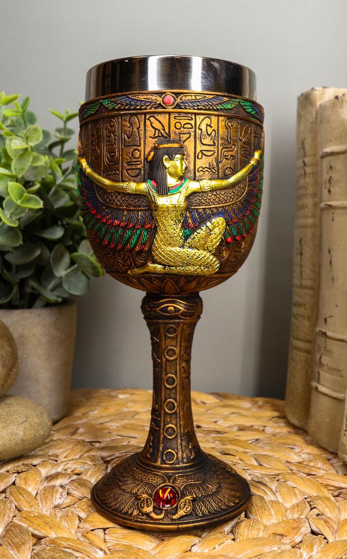 ebros gift Ebros Ancient Egyptian Winged Goddess Isis Motherhood Justice Wine Goblet Cup