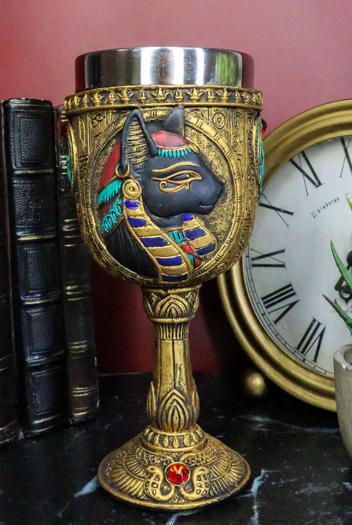 Ebros Gift Ebros Ancient Egyptian Women Bastet Cat Wine Goblet 6oz 7"H Decorative Chalice