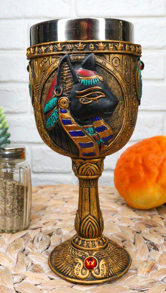 ebros gift Ebros Ancient Egyptian Women Bastet Cat Wine Goblet 6oz 7"H Decorative Chalice