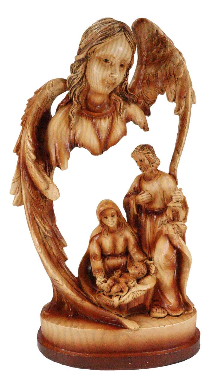 Ebros Gift Ebros Angel Gabriel Watching Over The Holy Family Of Jesus Woodlike Sculpture