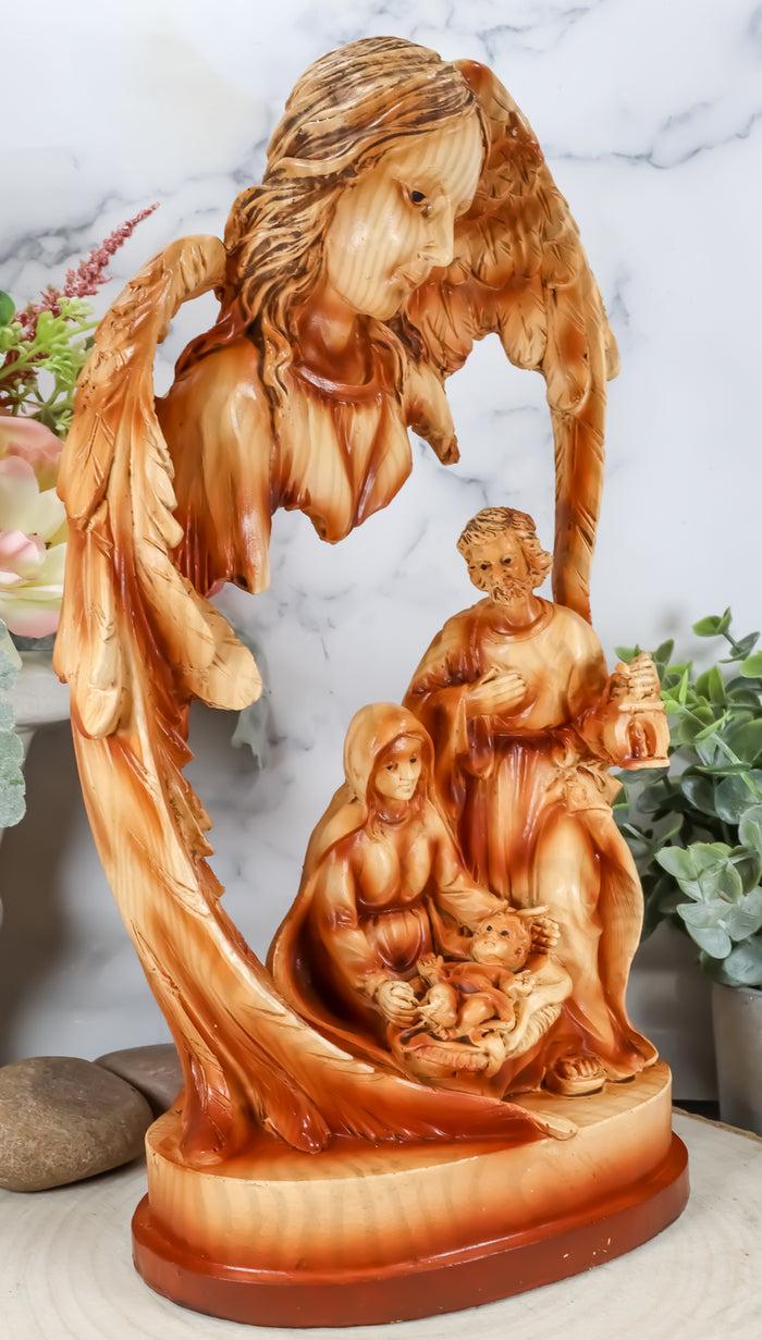 Ebros Gift Ebros Angel Gabriel Watching Over The Holy Family Of Jesus Woodlike Sculpture