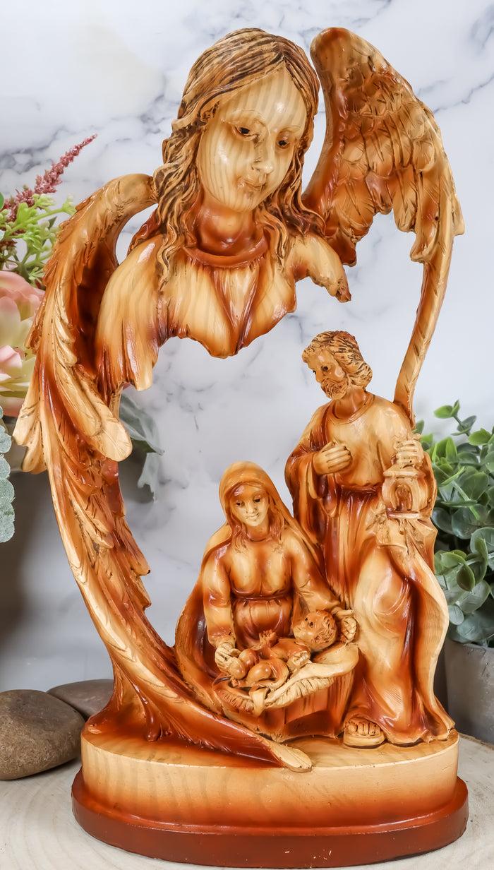 ebros gift Ebros Angel Gabriel Watching Over The Holy Family of Jesus Woodlike Sculpture
