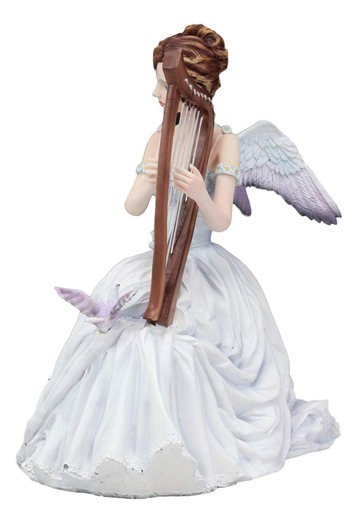 Ebros Gift Ebros Angelic Chorus Melody Beautiful Heavenly Angel With Doves Playing Harp Statue 8" Tall By Artist Nene Thomas Fantasy Fairy Bridal Ballerina Christmas Themed Collectible Figurine As Home Decor