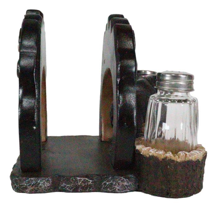 Ebros Gift Ebros Animal Totem Black Bear Paw Napkin And Salt Pepper Shakers Holder Statue