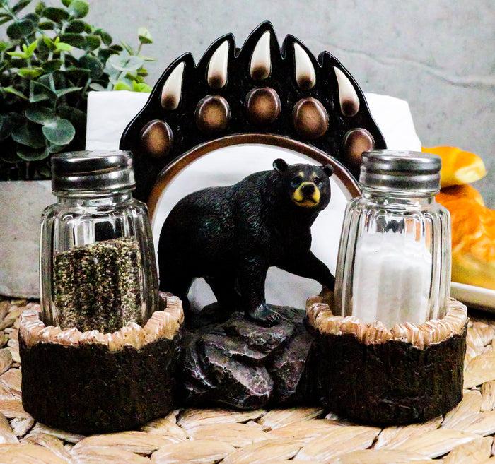 ebros gift Ebros Animal Totem Black Bear Paw Napkin and Salt Pepper Shakers Holder Statue
