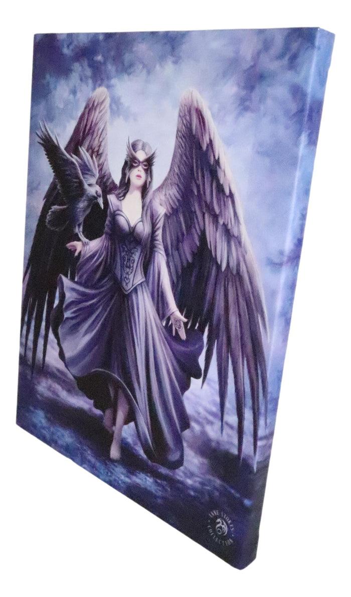 Ebros Gift Ebros Anne Stokes Raven Crow Dark Angel Fey Wood Framed Picture Wall Decor