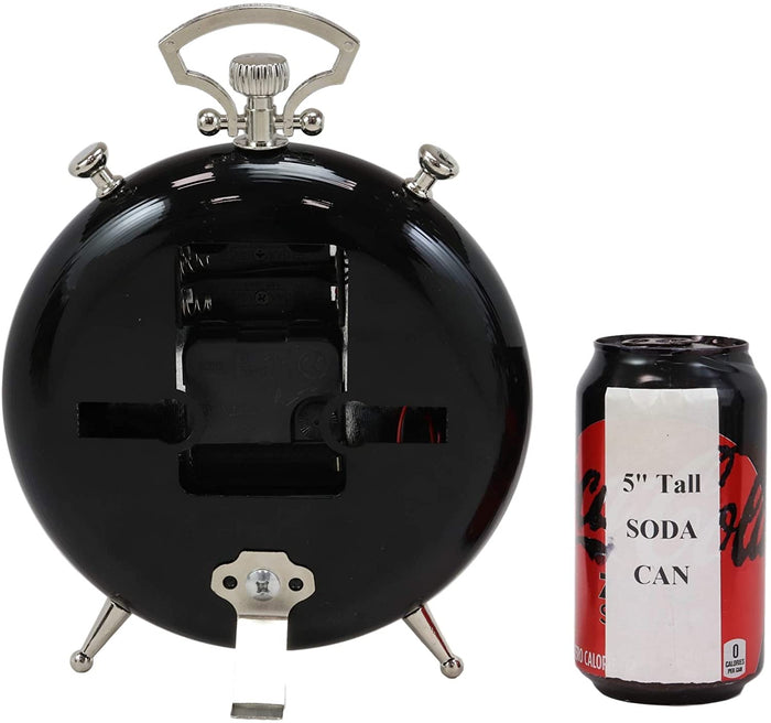 Ebros Gift Ebros Antoine De Praiteau Steampunk Mechanical Moving Gears Old Fashioned European Vintage Style Table Clock Victorian Industrial Accent Fantasy Metal Clockwork Gearwork Clocks (Shiny Black)