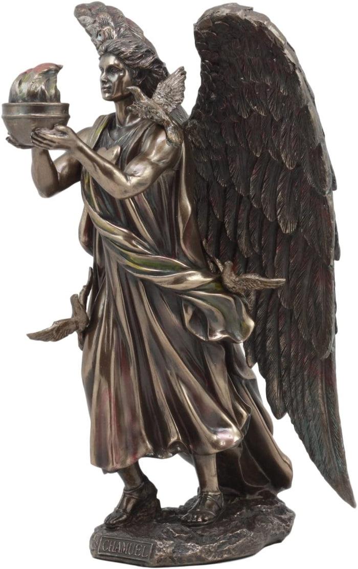 Ebros Gift Ebros Archangel Chamuel Statue 9.5"H Angel Chamuel Carrying Holy Flame Figurine