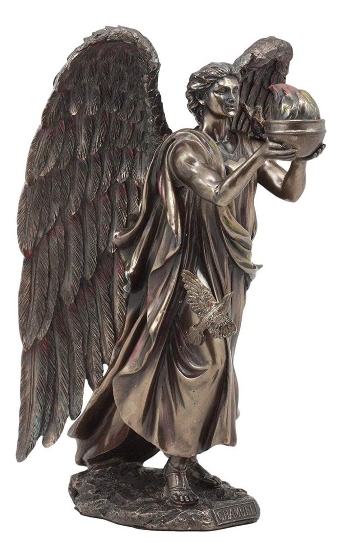 Ebros Gift Ebros Archangel Chamuel Statue 9.5"H Angel Chamuel Carrying Holy Flame Figurine