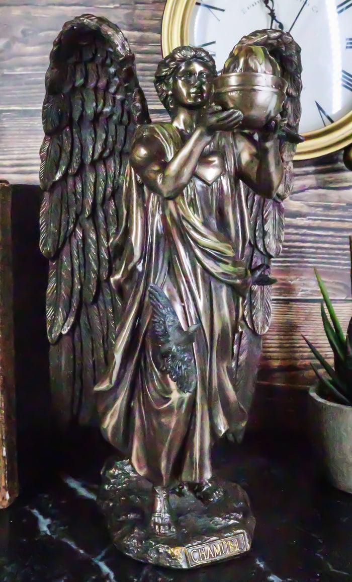 ebros gift Ebros Archangel Chamuel Statue 9.5"H Angel Chamuel Carrying Holy Flame Figurine