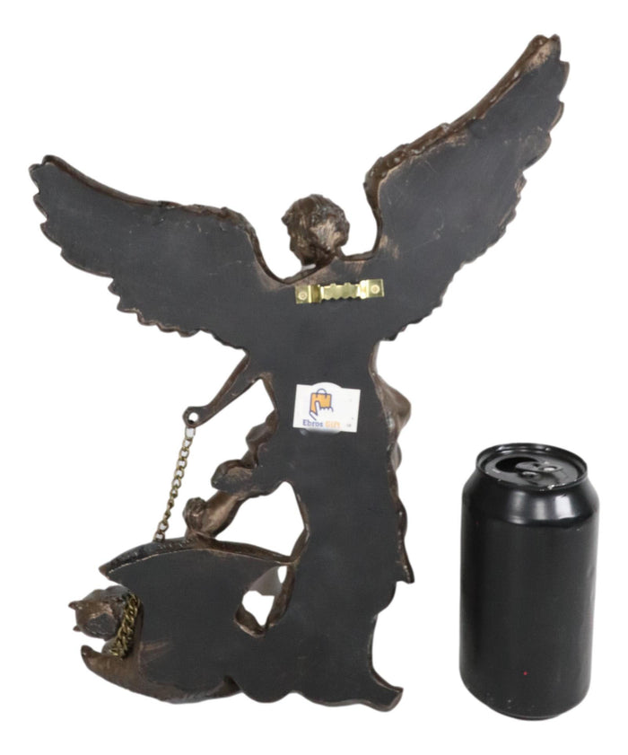 Ebros Gift Ebros Archangel Saint Michael Slaying Chained Lucifer Satan 15"H Wall Plaque