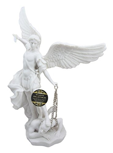 Ebros Gift Ebros Archangel Saint Michael Statue 13.5"H Battle Of Armageddon (Off White)