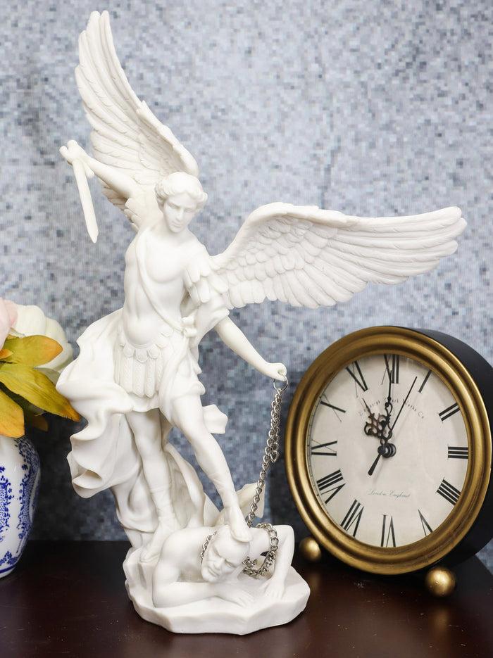 ebros gift Ebros Archangel Saint Michael Statue 13.5"H Battle Of Armageddon (Off White)