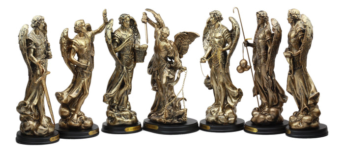 Ebros Gift Ebros Archangel Statue 8" Tall With Brass Name Plate Wooden Base (Set Of 7)