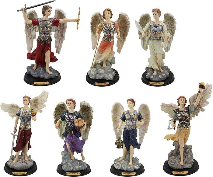ebros gift Ebros Archangels Colorful Saint Statues with Brass Name Plate Base Set of 7
