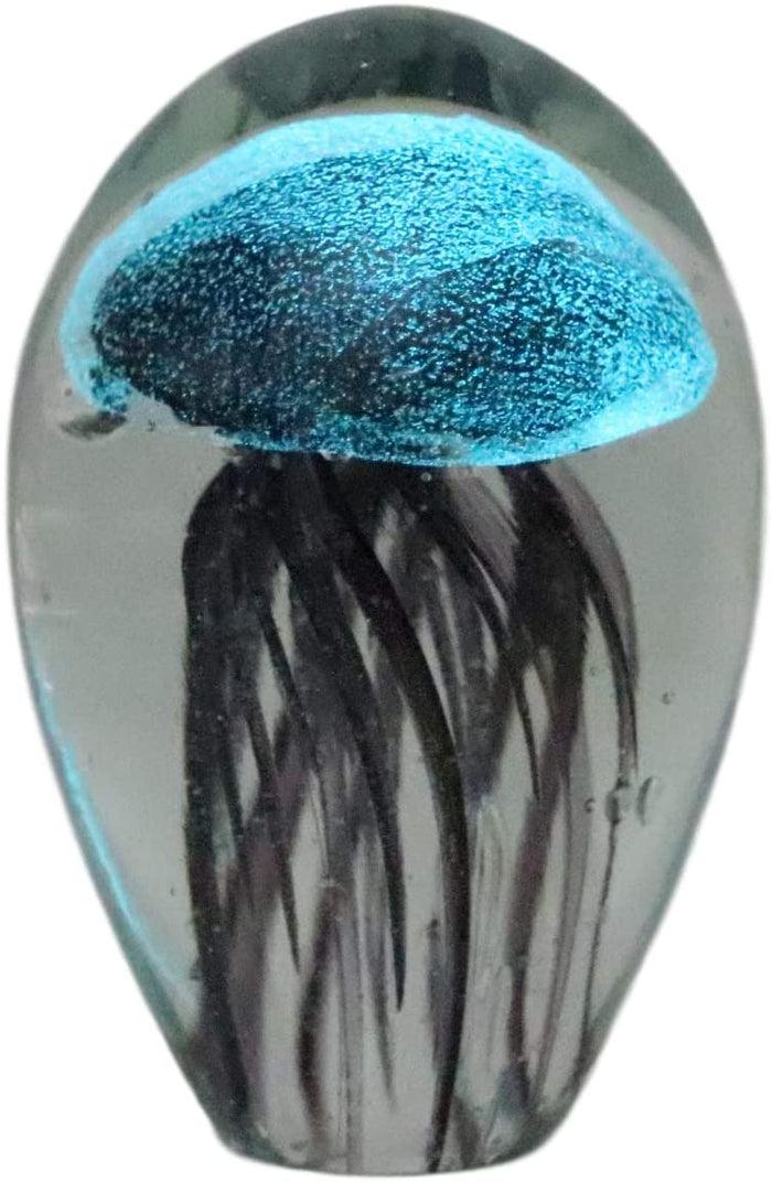 Ebros Gift Ebros Art Glass Glow In The Dark Translucent Jellyfish With LED Base (Black)