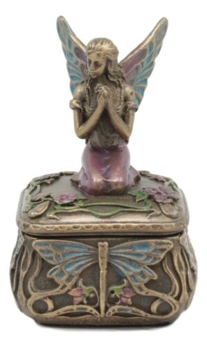 Ebros Gift Ebros Art Nouveau Dragonfly Whisperer Fairy Fae Secret Jewelry Box 3.5"H Trinket