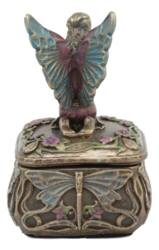 Ebros Gift Ebros Art Nouveau Dragonfly Whisperer Fairy Fae Secret Jewelry Box 3.5"H Trinket