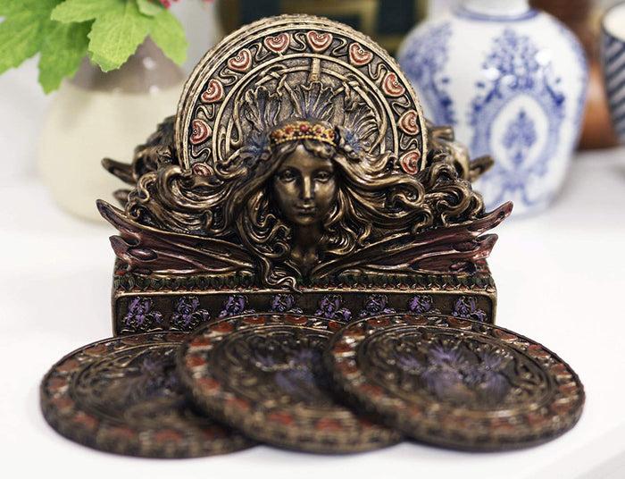 Ebros Gift Ebros Art Nouveau Tuscany Fairy Coaster Holder With 6 Round Coasters Set