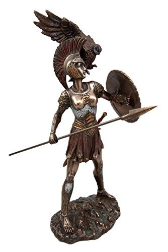 Ebros Gift Ebros Athena Minerva With Wise Owl Statue Goddess Of Wisdom Sculpture 12"H