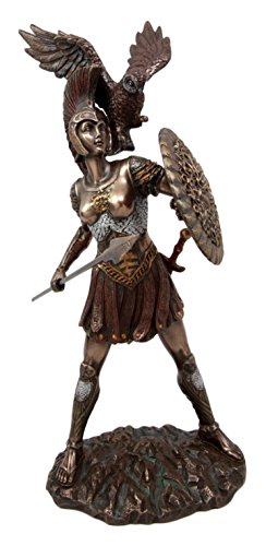 Ebros Gift Ebros Athena Minerva With Wise Owl Statue Goddess Of Wisdom Sculpture 12"H