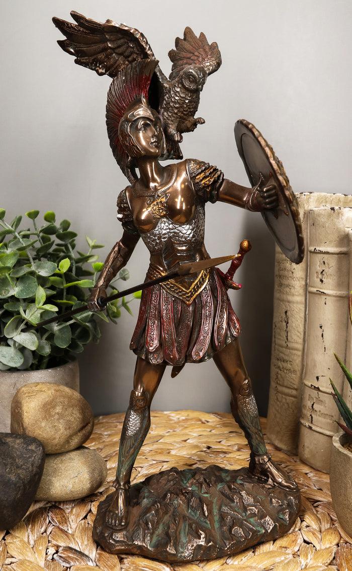 ebros gift Ebros Athena Minerva With Wise Owl Statue Goddess Of Wisdom Sculpture 12"H
