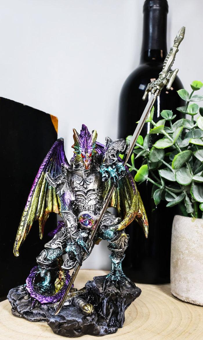 Ebros Gift Ebros Aurora Borealis Elemental Dragon With Armor And Long Sword Letter Opener Statue