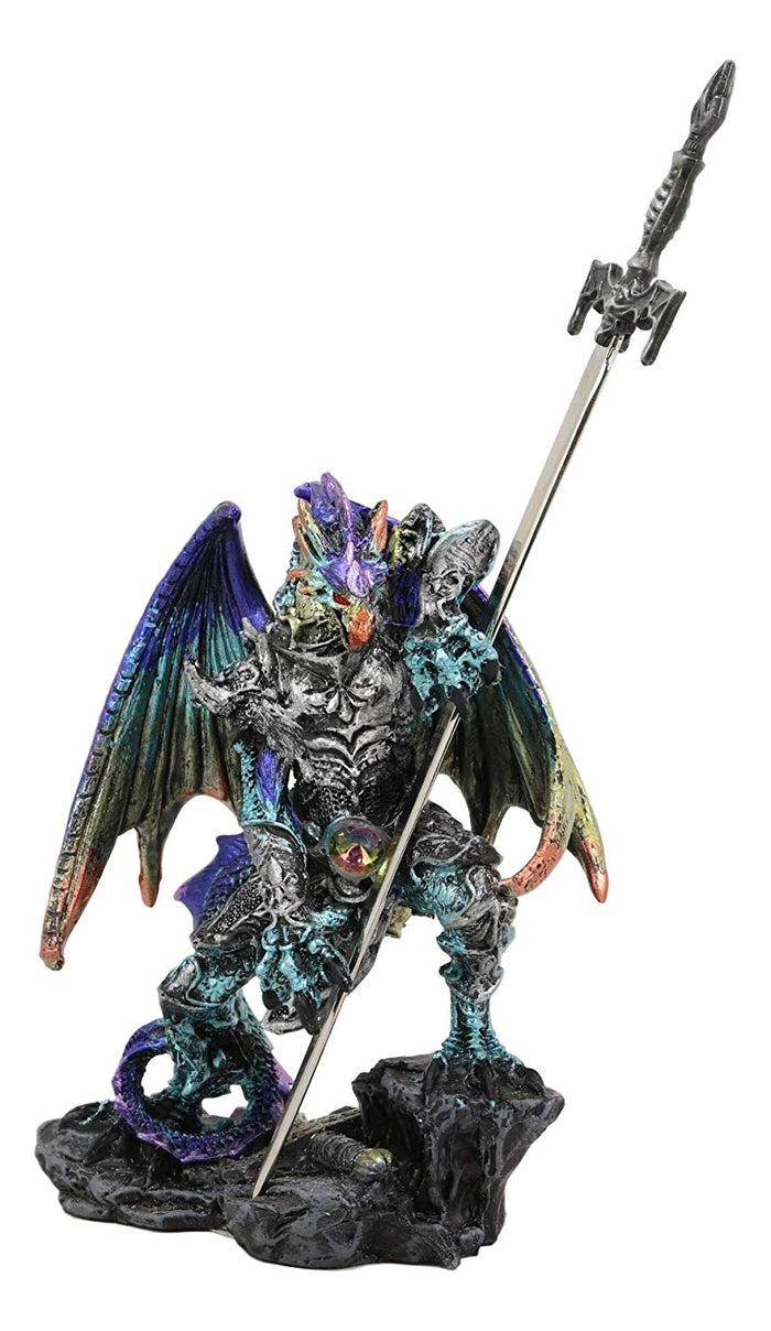 ebros gift Ebros Aurora Borealis Elemental Dragon With Armor And Long Sword Letter Opener Statue