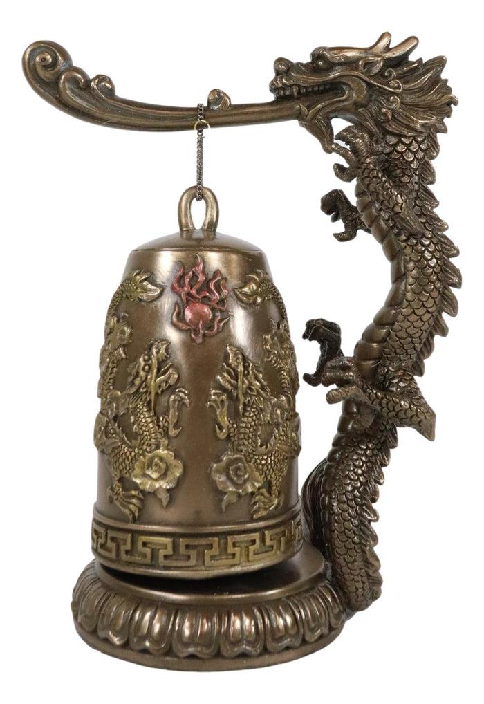 Ebros Gift Ebros Auspicious Feng Shui Oriental Dragon King Imperial Gong Bell Replica Figurine