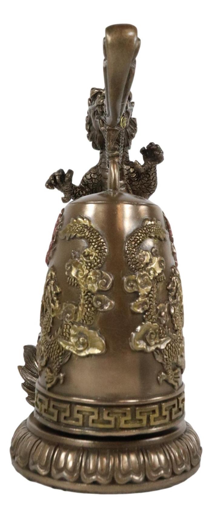 Ebros Gift Ebros Auspicious Feng Shui Oriental Dragon King Imperial Gong Bell Replica Figurine