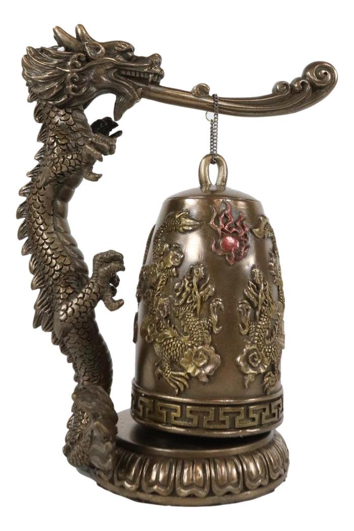 Ebros Gift Ebros Auspicious Feng Shui Oriental Dragon King Imperial Gong Bell Replica Figurine
