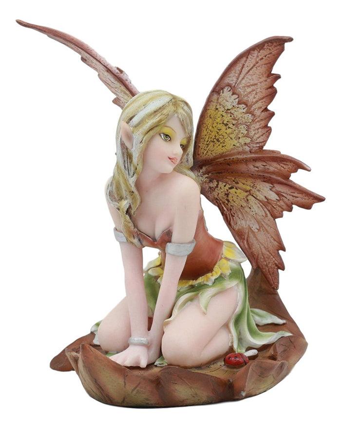 Ebros Gift Ebros Autumn 5.25 Inch Fairyland Autumn Winged Fairy In Leaf Statue Figurine