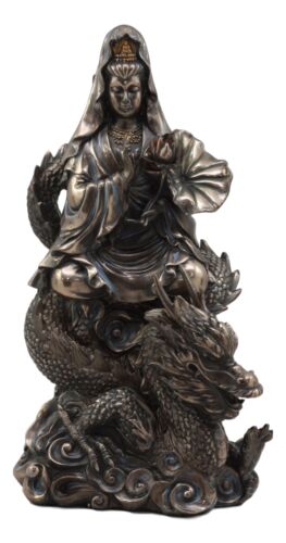 Ebros Gift Ebros Avalokiteśvara Meditating Buddha Kwan Yin Kuan Yin On Dragon Statue 11"H