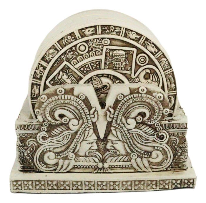 Ebros Gift Ebros Aztec Gods Solar Calendar Symbols Set Of 6 Coasters With Holder Figurine