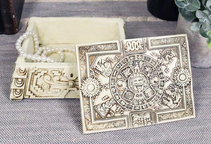 ebros gift Ebros Aztec Maya Lunar And Solar Sun Gods Mesoamerican Calendar Jewelry Box Figurine