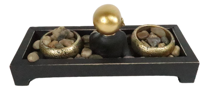 Ebros Gift Ebros Baby Buddha Monk Twin Tea Light Votive Candle Holder Zen Garden Rocks Figurine