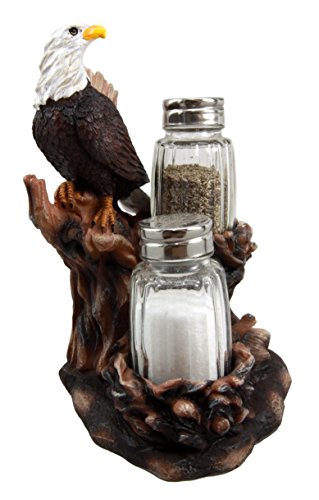 Ebros Gift Ebros Bald Eagle Residing By Its Nests Salt And Pepper Shaker Set Holder 6.5"H