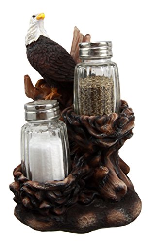Ebros Gift Ebros Bald Eagle Residing By Its Nests Salt And Pepper Shaker Set Holder 6.5"H