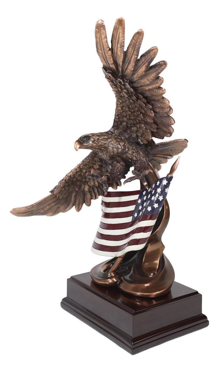Ebros Gift Ebros Bald Eagle Soaring Over The Star Spangled Banner American Flag Statue