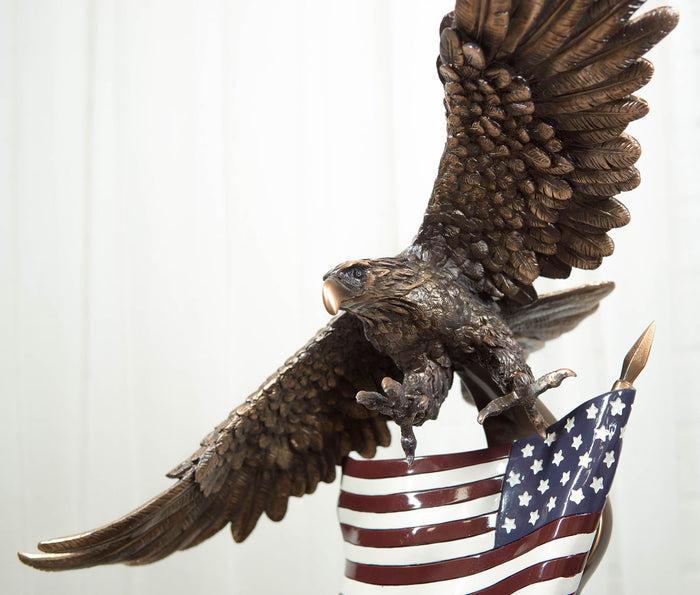Ebros Gift Ebros Bald Eagle Soaring Over The Star Spangled Banner American Flag Statue