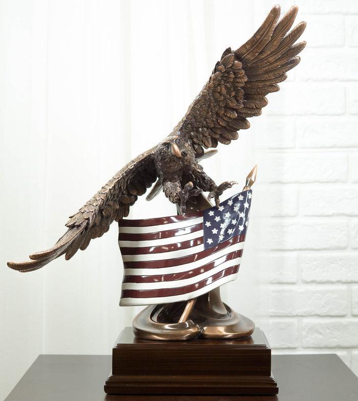 ebros gift Ebros Bald Eagle Soaring Over The Star Spangled Banner American Flag Statue