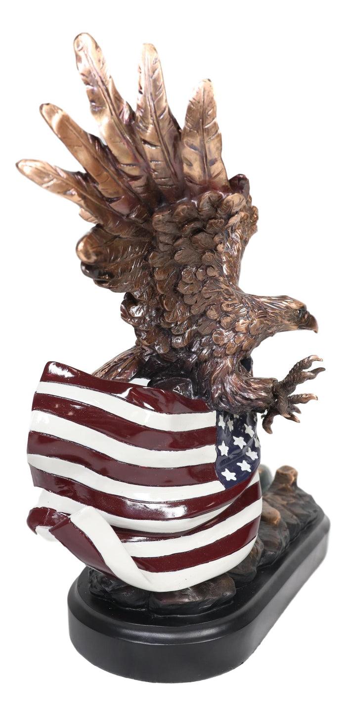 Ebros Gift Ebros Bald Eagle W/ Open Wings On American Flag 4"X6" Glass Picture Frame Statue
