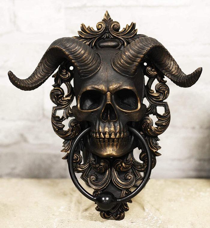 Ebros Gift Ebros Baphomet Horned God Skull Hanging Door Knocker With Built In Striker Plate