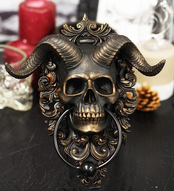 Ebros Gift Ebros Baphomet Horned God Skull Hanging Door Knocker With Built In Striker Plate